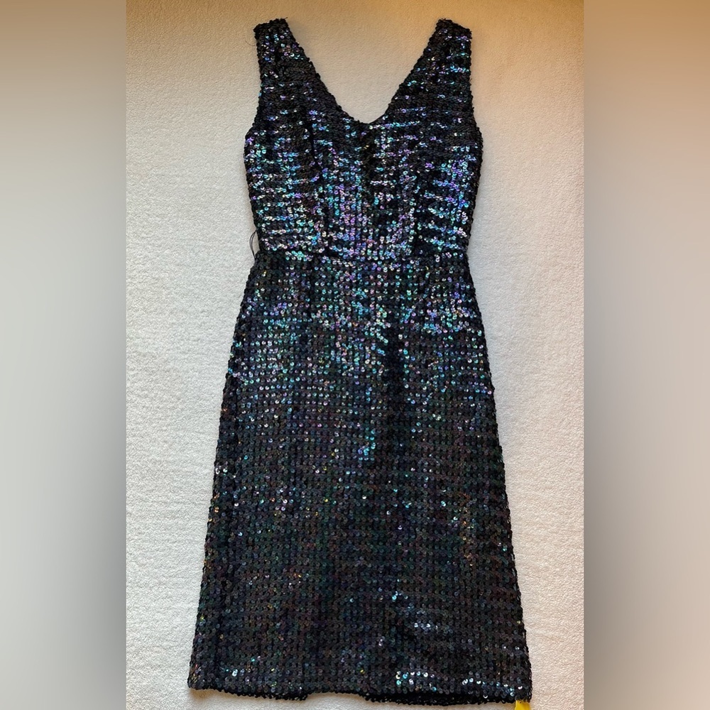 Vintage Black Sequin Dress, Princess Kate New York. Holidays NYE Cocktail. Sz S